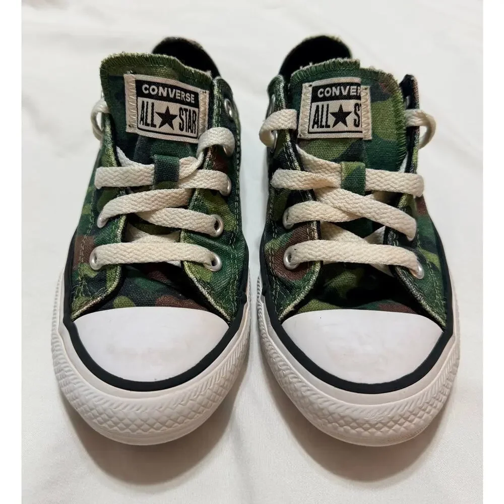 Converse Chuck Taylor All Star Low Top Shoes Green Brown Camo Size 12 Kids